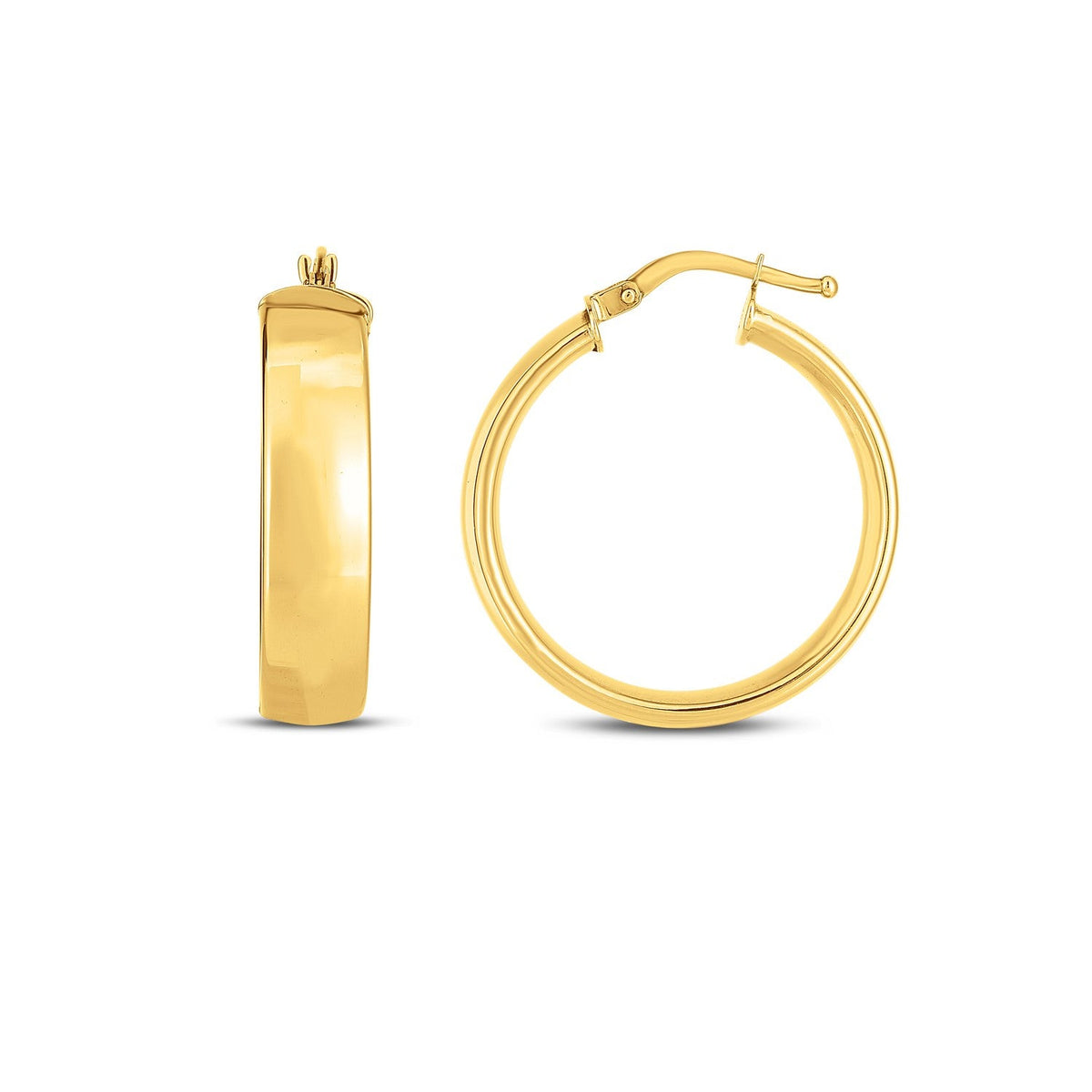 14k yellow gold wedding band hoop earrings, 6 x 25mm by Avera Group