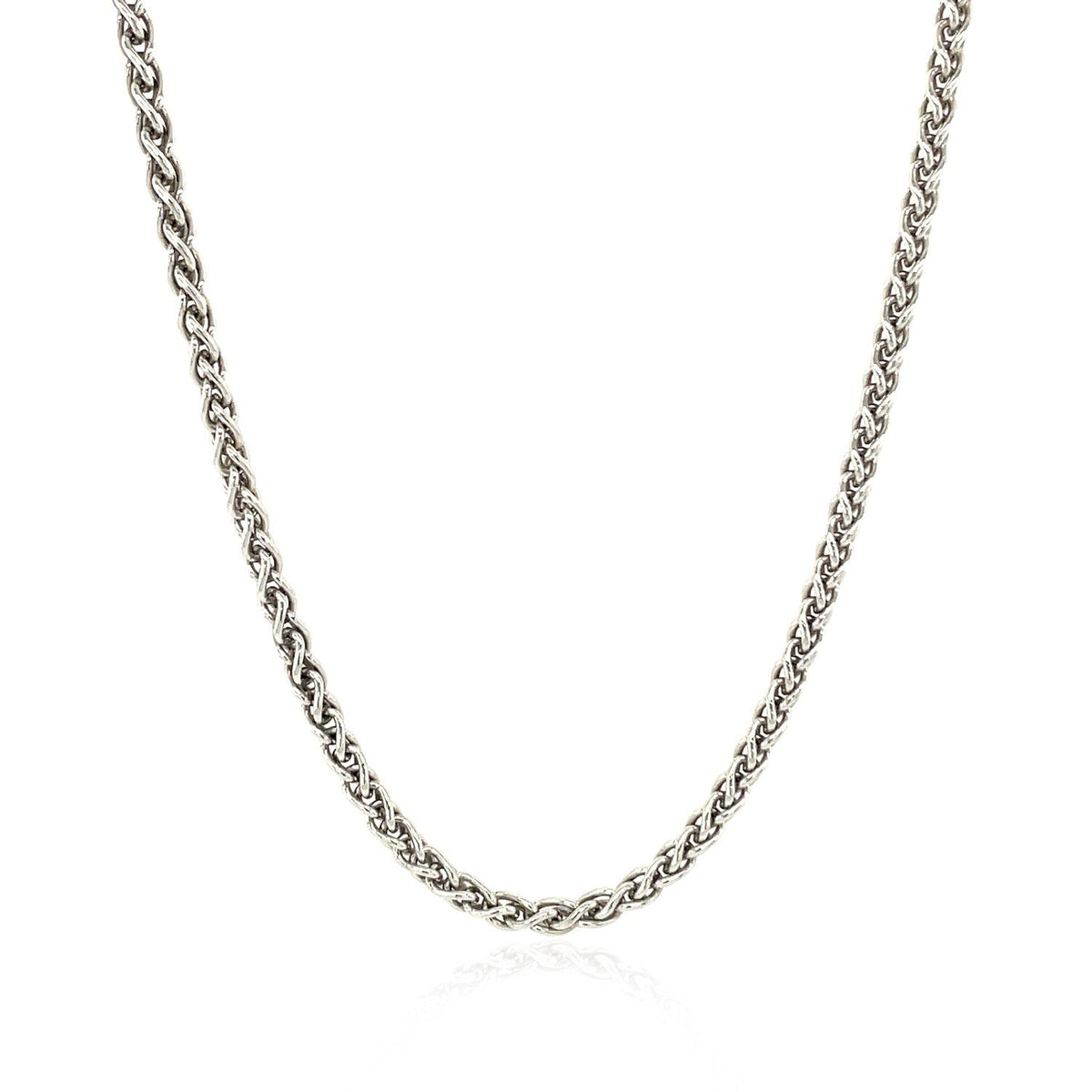 Sterling Silver Rhodium Plated Wheat Chain 2.6mm by Avera Group