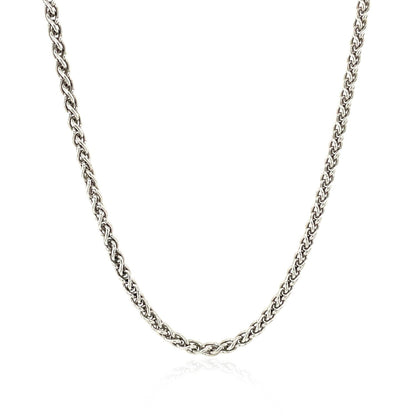 Sterling Silver Rhodium Plated Wheat Chain 2.6mm by Avera Group