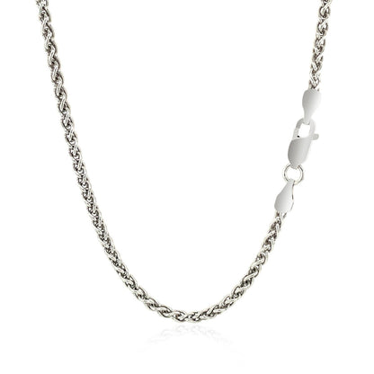 Sterling Silver Rhodium Plated Wheat Chain 2.6mm by Avera Group