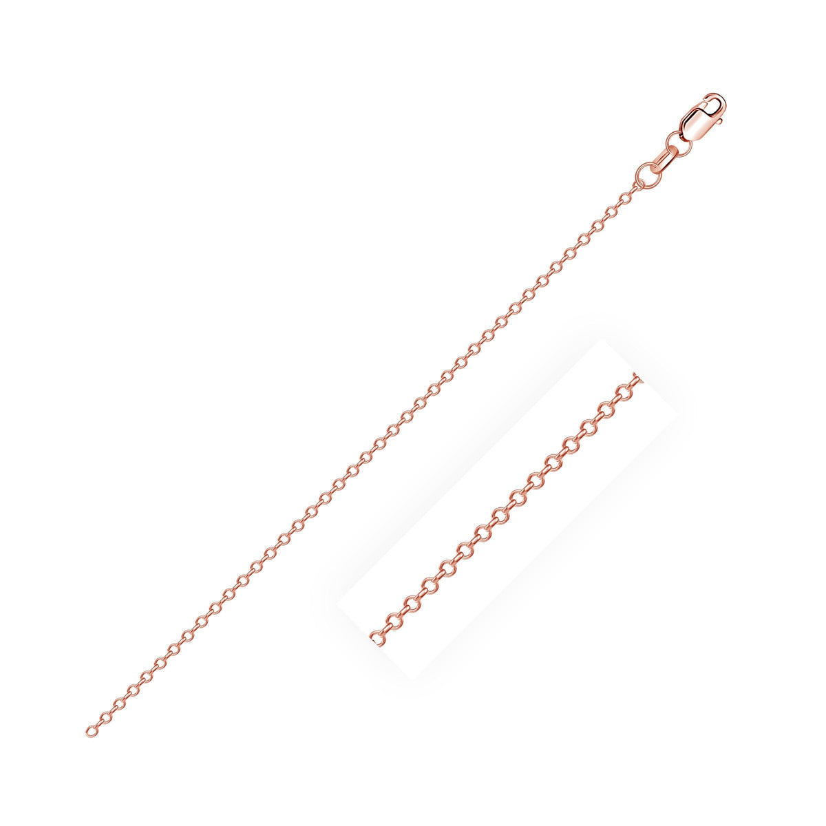 18k rose gold diamond-cut cable link chain, 0.75mm by Avera Group