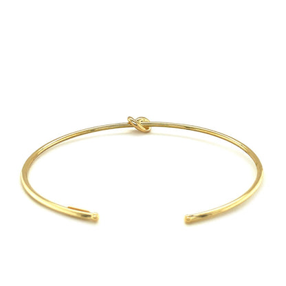 14k yellow gold polished cuff bangle with knot, Avera Group, view 3