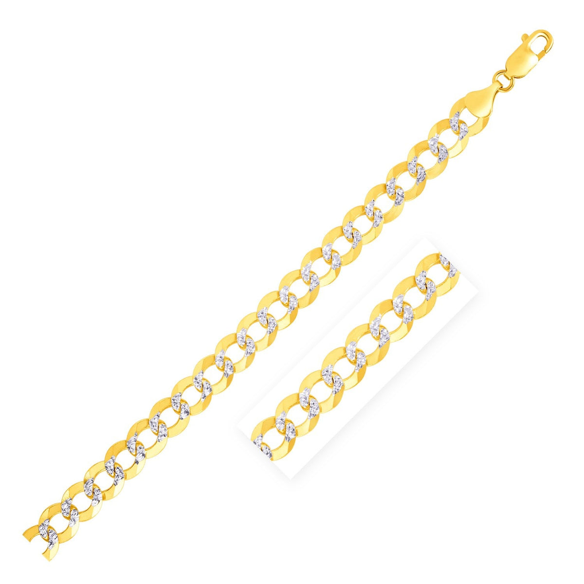 14k two-tone gold pave curb chain, 7mm, by Avera Group