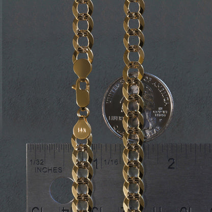 14k two-tone gold pave curb chain, 7mm, by Avera Group, view 6