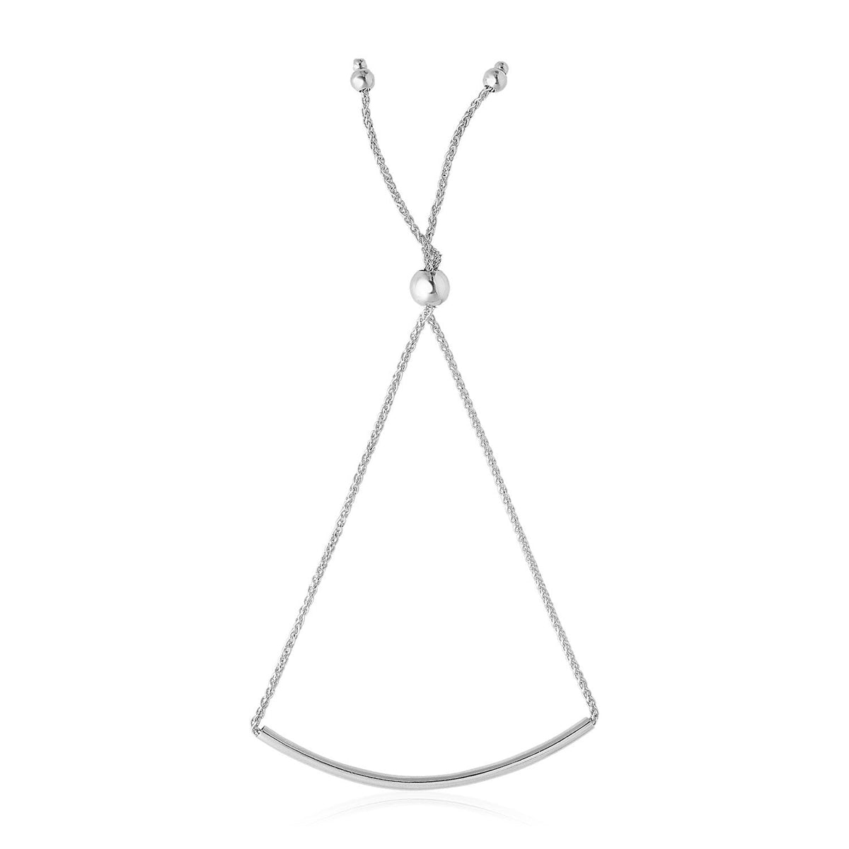 14k white gold curved bar lariat bracelet by Avera Group