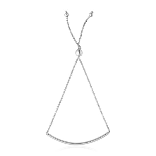 14k white gold curved bar lariat bracelet by Avera Group