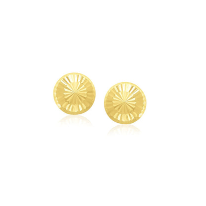 14k yellow gold sunburst diamond-cut flat stud earrings, 6mm by Avera Group