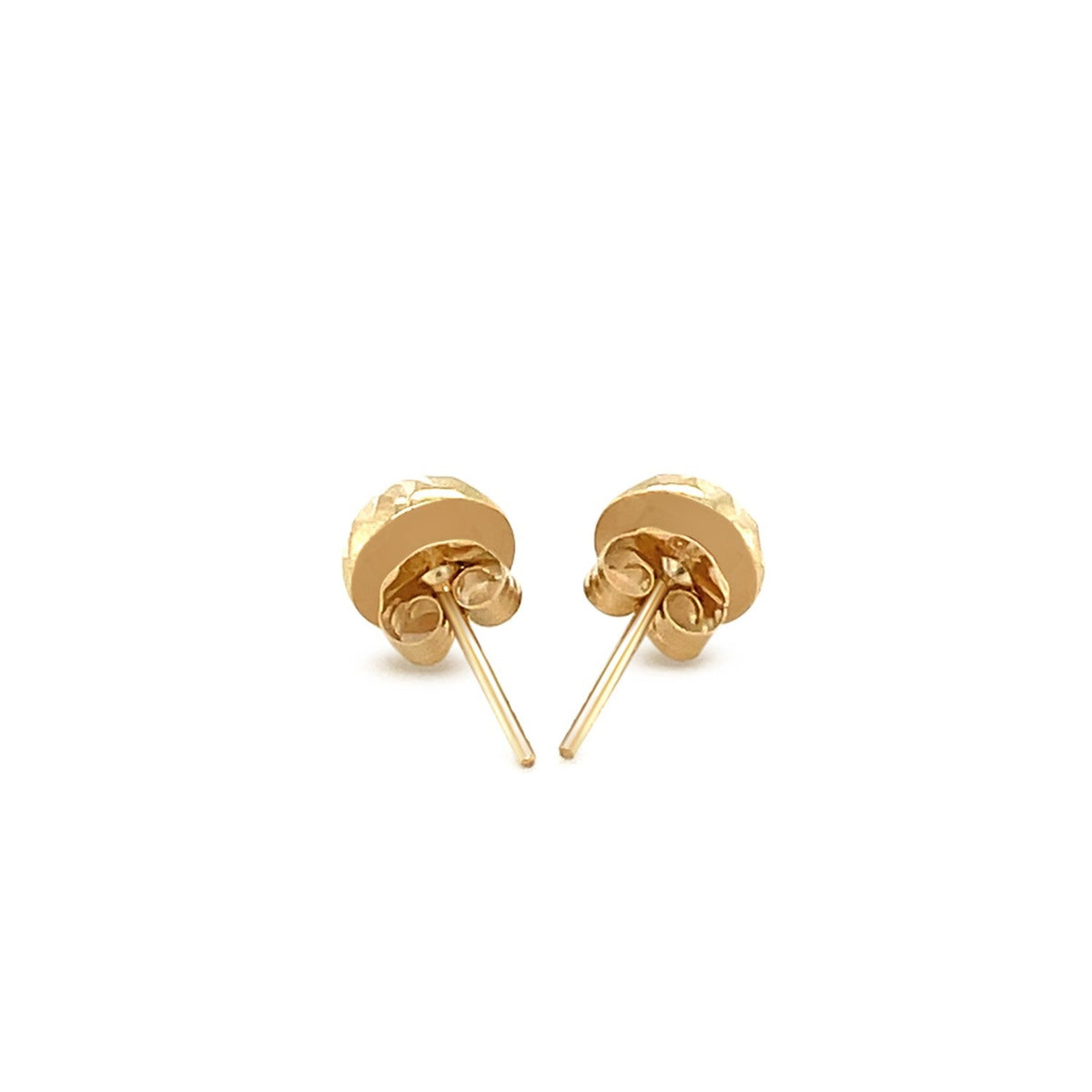 14k yellow gold sunburst diamond-cut flat stud earrings, 6mm, Avera Group, view 3