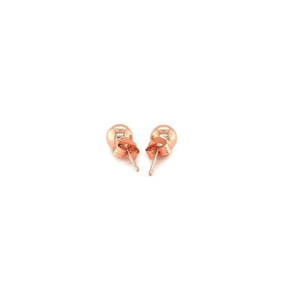Classic 5mm round stud earrings in 14k rose gold with push backs, Avera Group, view 3