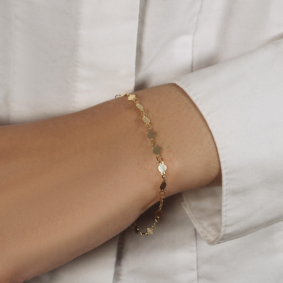 14k yellow gold bracelet with polished circles, Avera Group, view 4