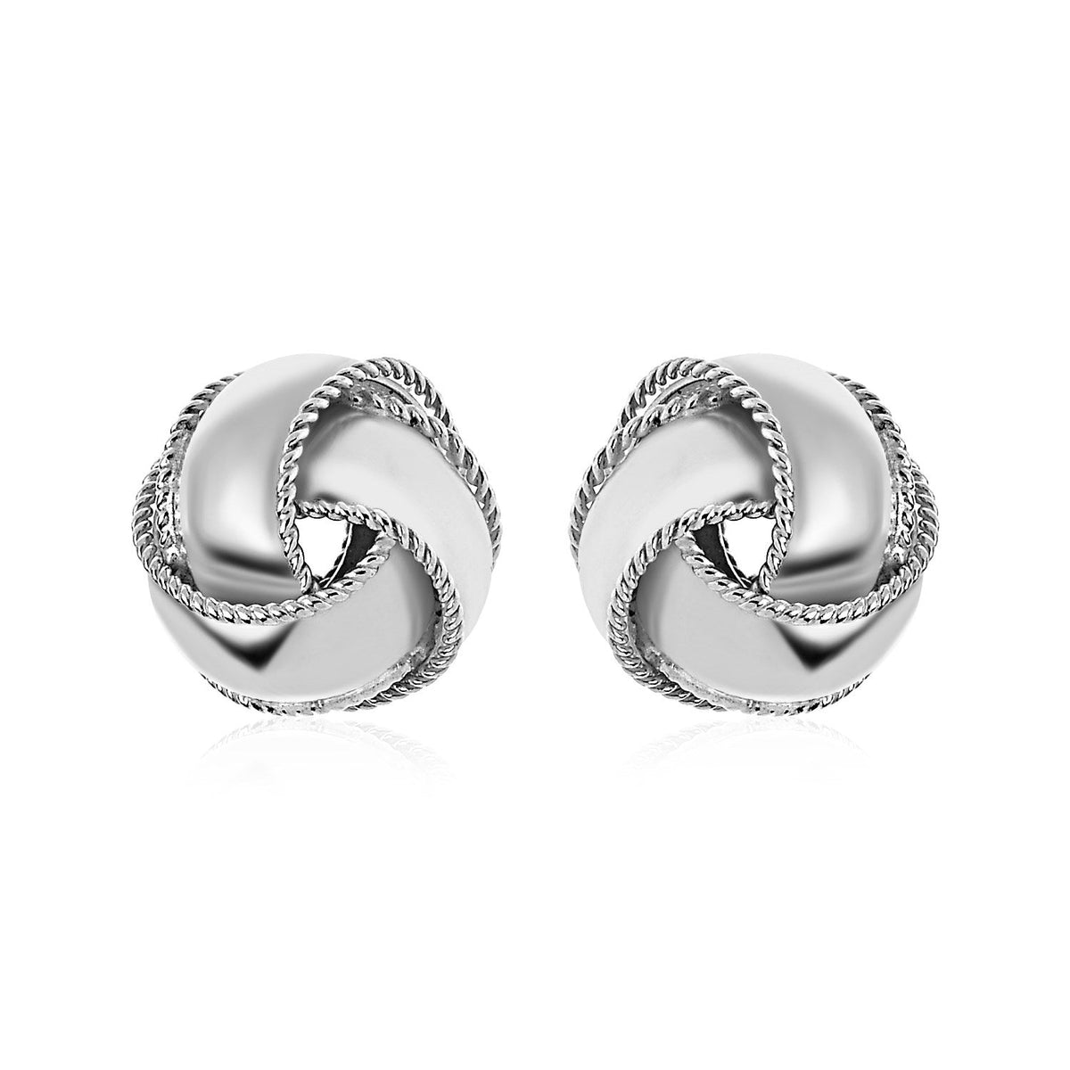 Textured and Polished Love Knot Earrings in Sterling Silver by Avera Group
