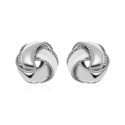 Textured and Polished Love Knot Earrings in Sterling Silver by Avera Group