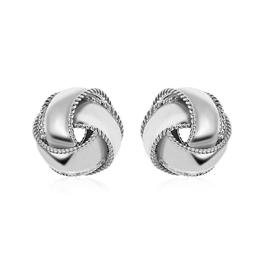 Textured and Polished Love Knot Earrings in Sterling Silver by Avera Group