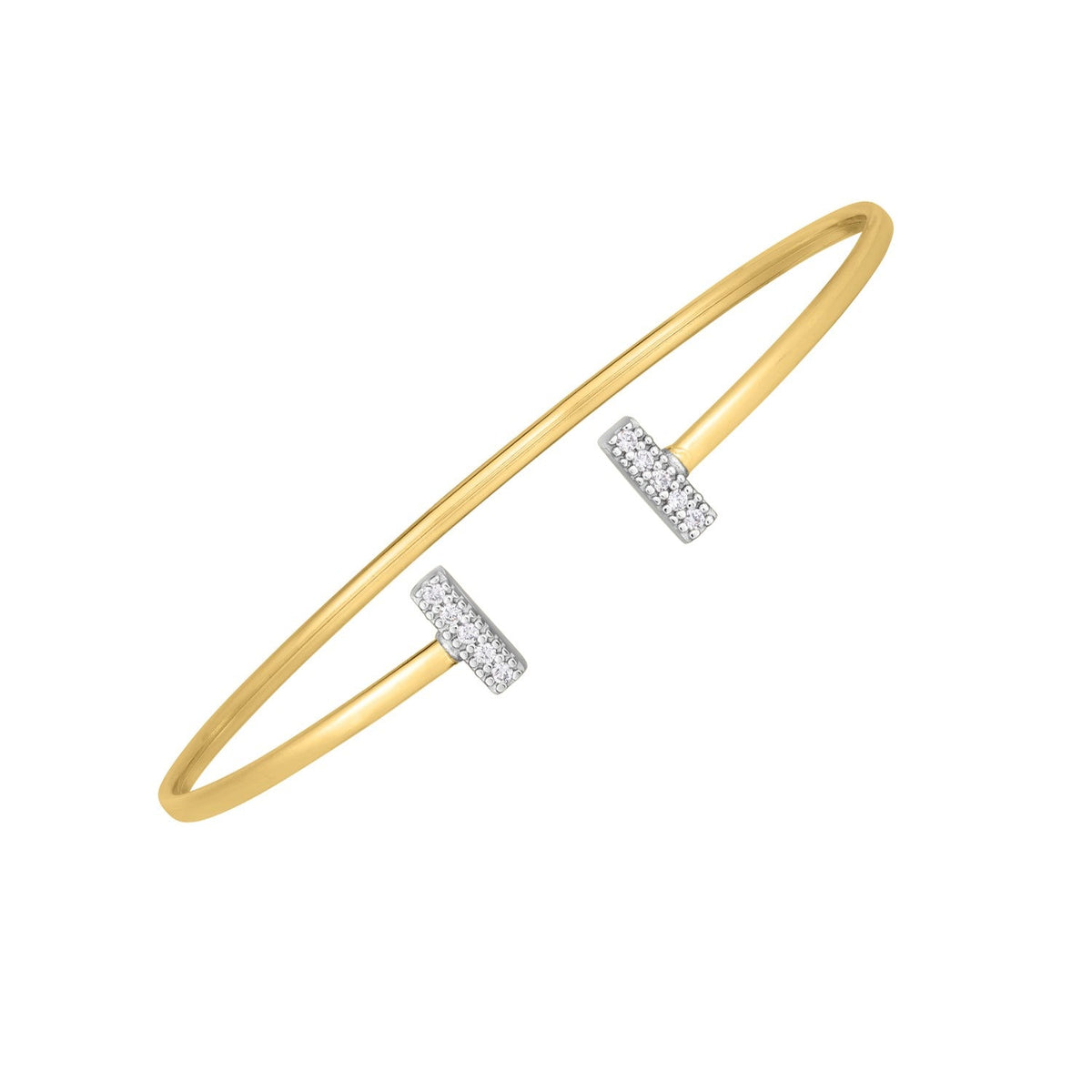 14k two-tone gold diamond tee bar bangle by Avera Group