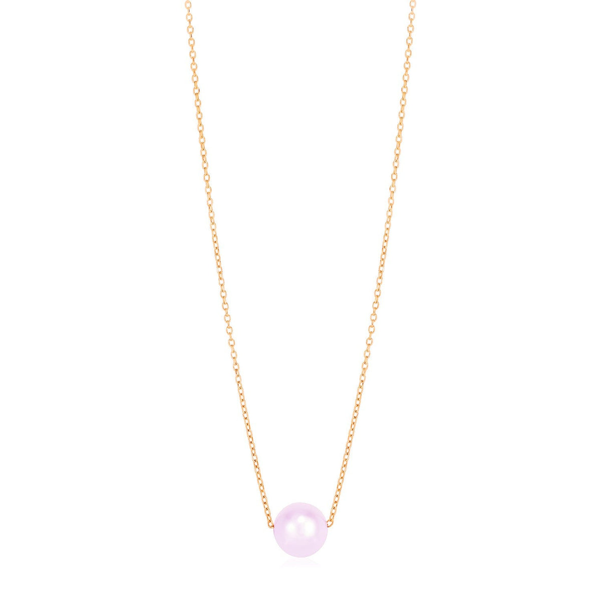 Single pearl pendant on a fine 14k rose gold chain, 18 inch, Avera Group