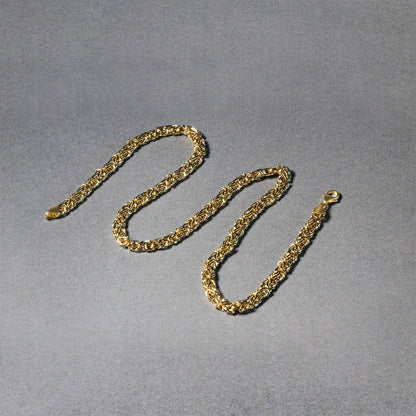 18 inch 14k yellow gold fancy Byzantine chain necklace, Avera Group, view 4