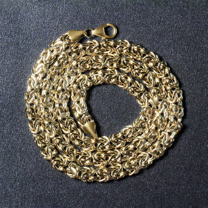 18 inch 14k yellow gold fancy Byzantine chain necklace, Avera Group, view 5