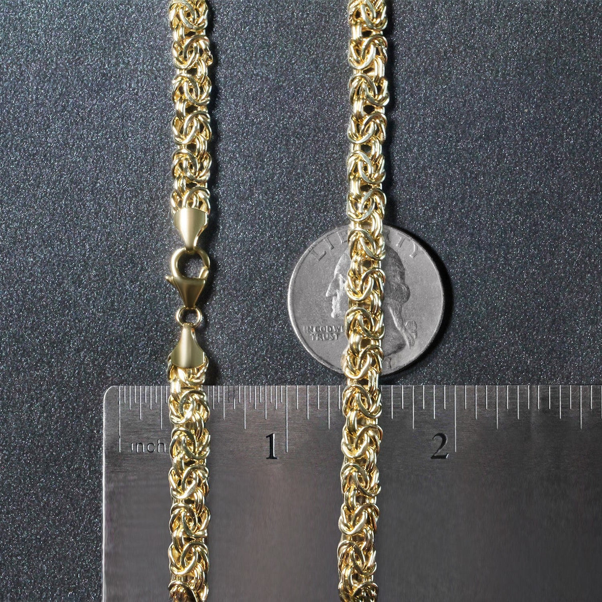 18 inch 14k yellow gold fancy Byzantine chain necklace, Avera Group, view 6
