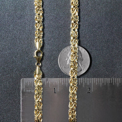 18 inch 14k yellow gold fancy Byzantine chain necklace, Avera Group, view 6