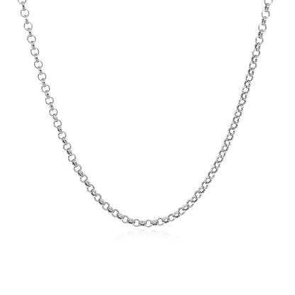 14k white gold rolo chain, 1.90mm, Avera Group, view 2