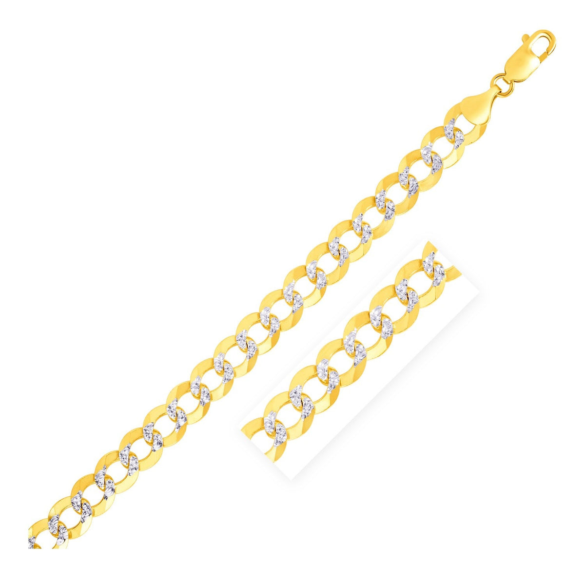 8.2mm 14k two-tone gold pave curb bracelet by Avera Group