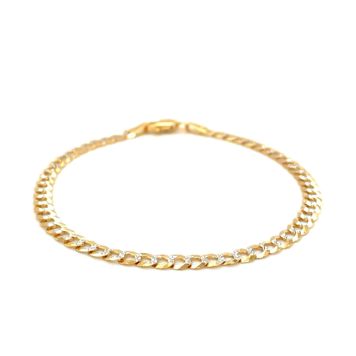 3.6mm pave curb bracelet in 14k two-tone gold by Avera Group, view 2