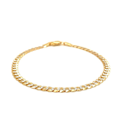 3.6mm pave curb bracelet in 14k two-tone gold by Avera Group, view 2