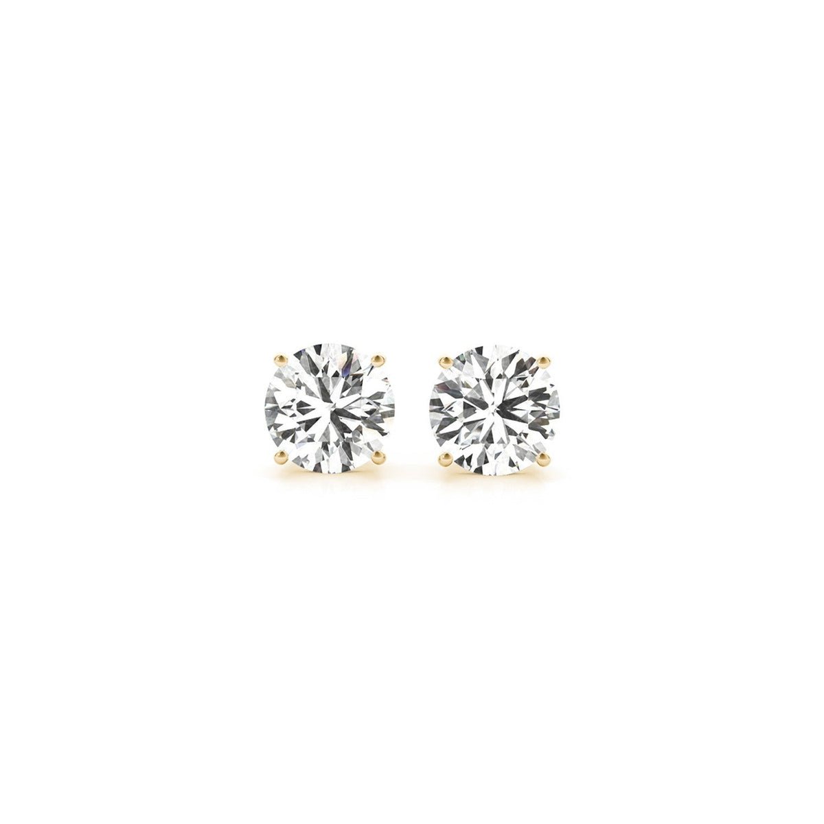 Avera Group 1 1/2 ctw IGI lab-grown round diamond stud earrings in 14K yellow gold