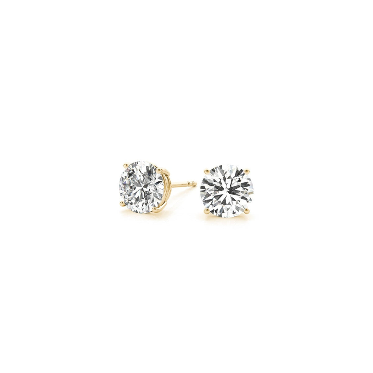 Avera Group 1 1/2 ctw IGI lab-grown round diamond stud earrings in 14K yellow gold