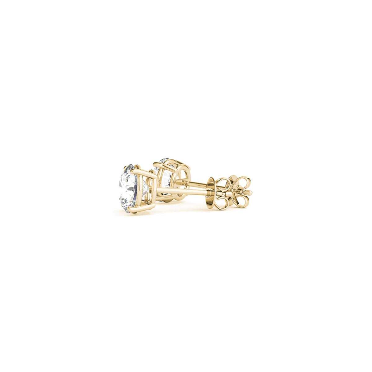Avera Group 1 1/2 ctw IGI lab-grown round diamond stud earrings in 14K yellow gold
