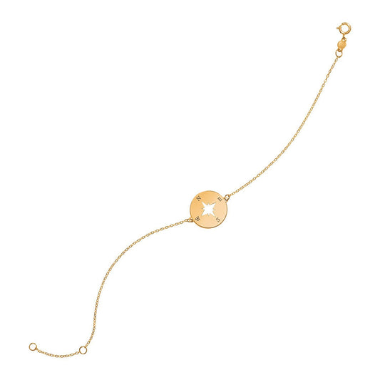 14k yellow gold 7 inch bracelet with compass by Avera Group