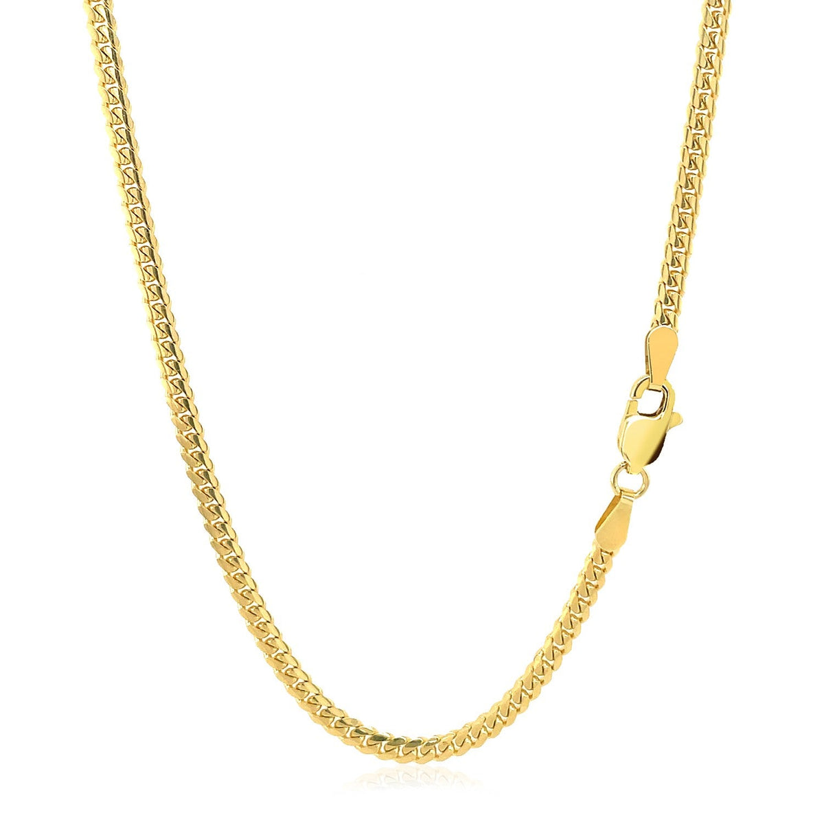 14k yellow gold solid Miami Cuban chain, 2.6mm, Avera Group, view 3
