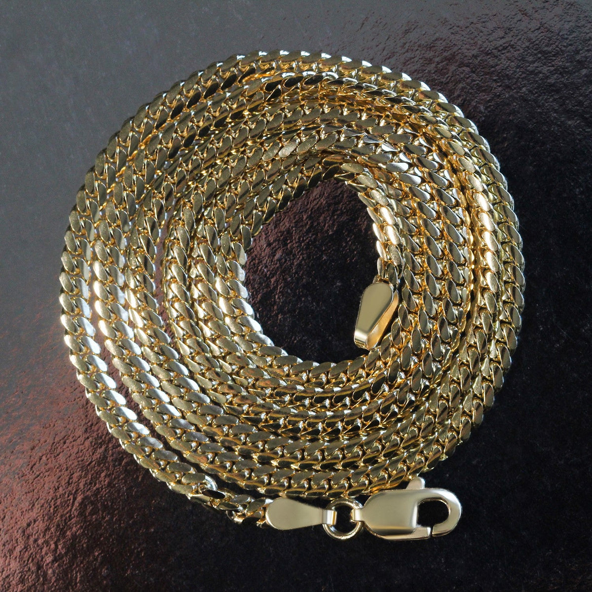14k yellow gold solid Miami Cuban chain, 2.6mm, Avera Group, view 6