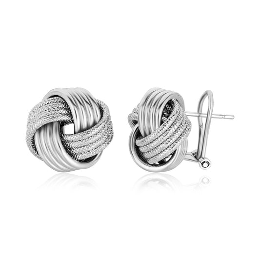 Sterling Silver Groove Textured Love Knot Earrings by Avera Group
