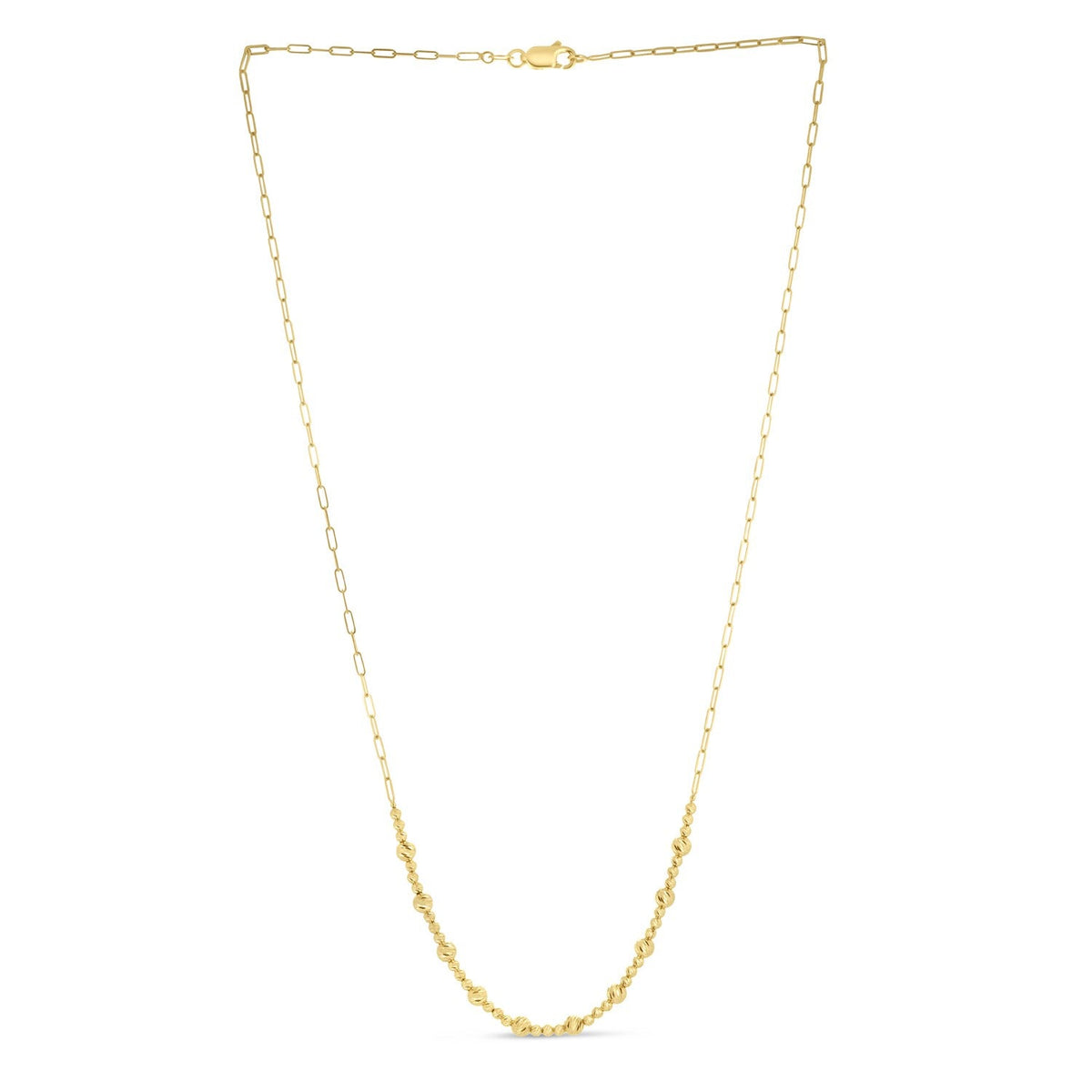 14k yellow gold bead paperclip necklace by Avera Group