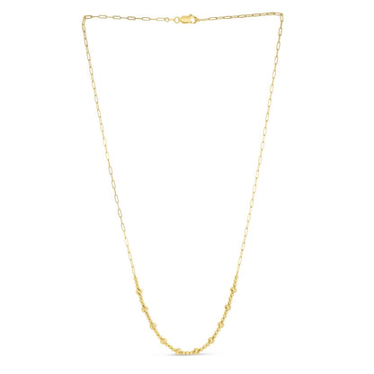 14k yellow gold bead paperclip necklace by Avera Group
