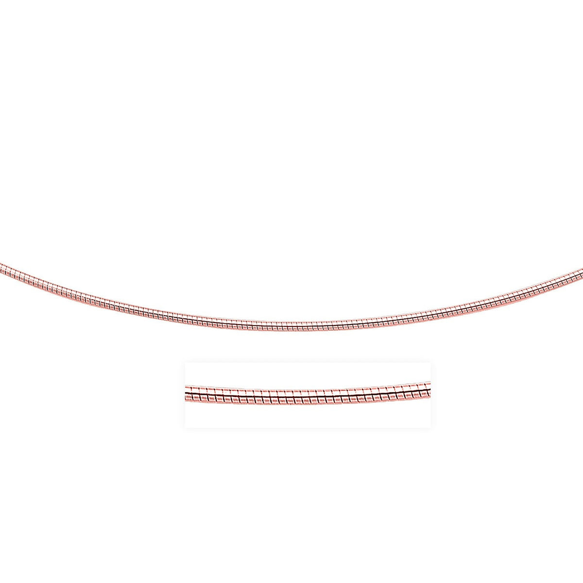 14k rose gold round omega chain necklace, 17 inch, by Avera Group