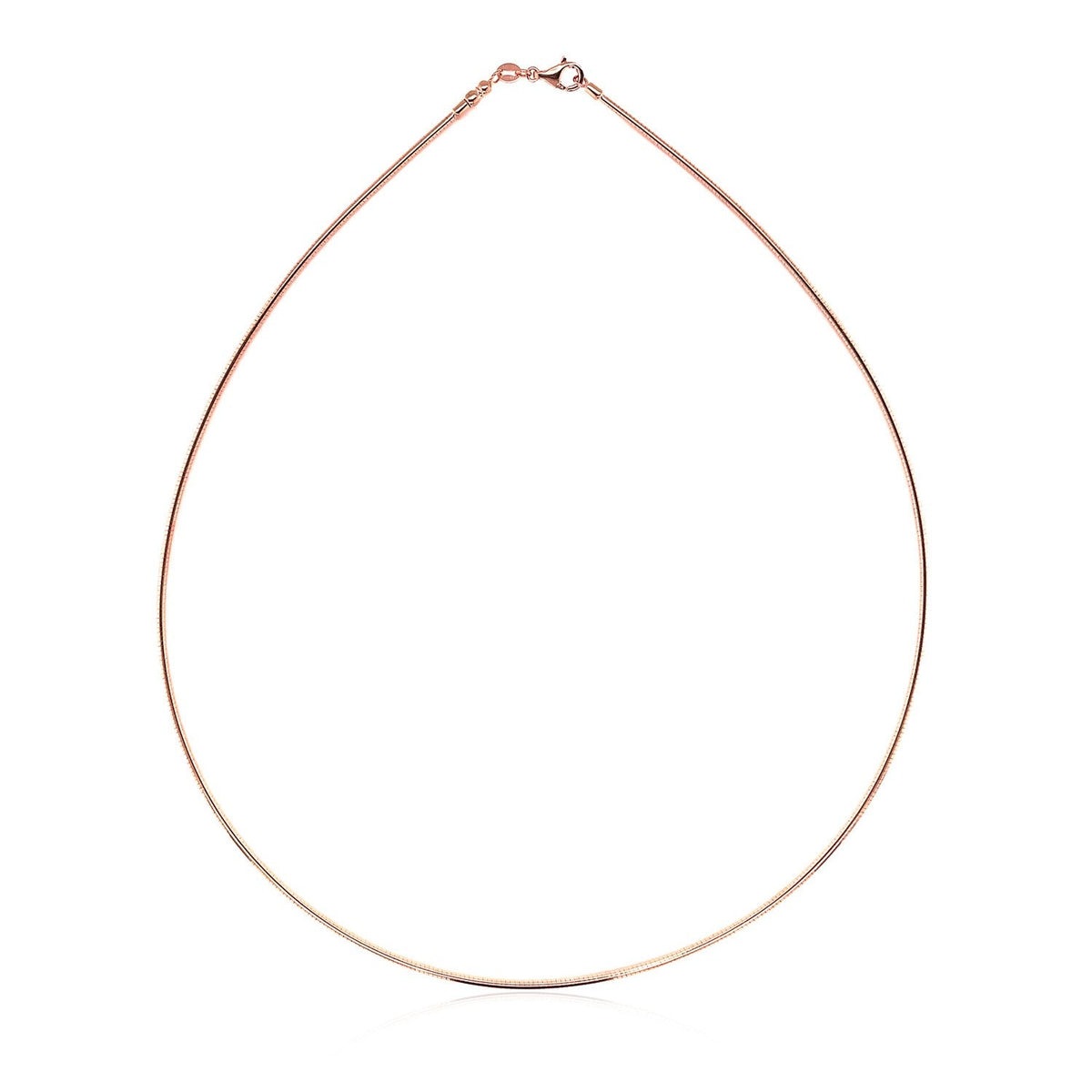 14k rose gold round omega chain necklace, 17 inch, by Avera Group, view 2