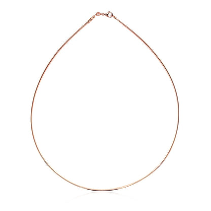 14k rose gold round omega chain necklace, 17 inch, by Avera Group, view 2