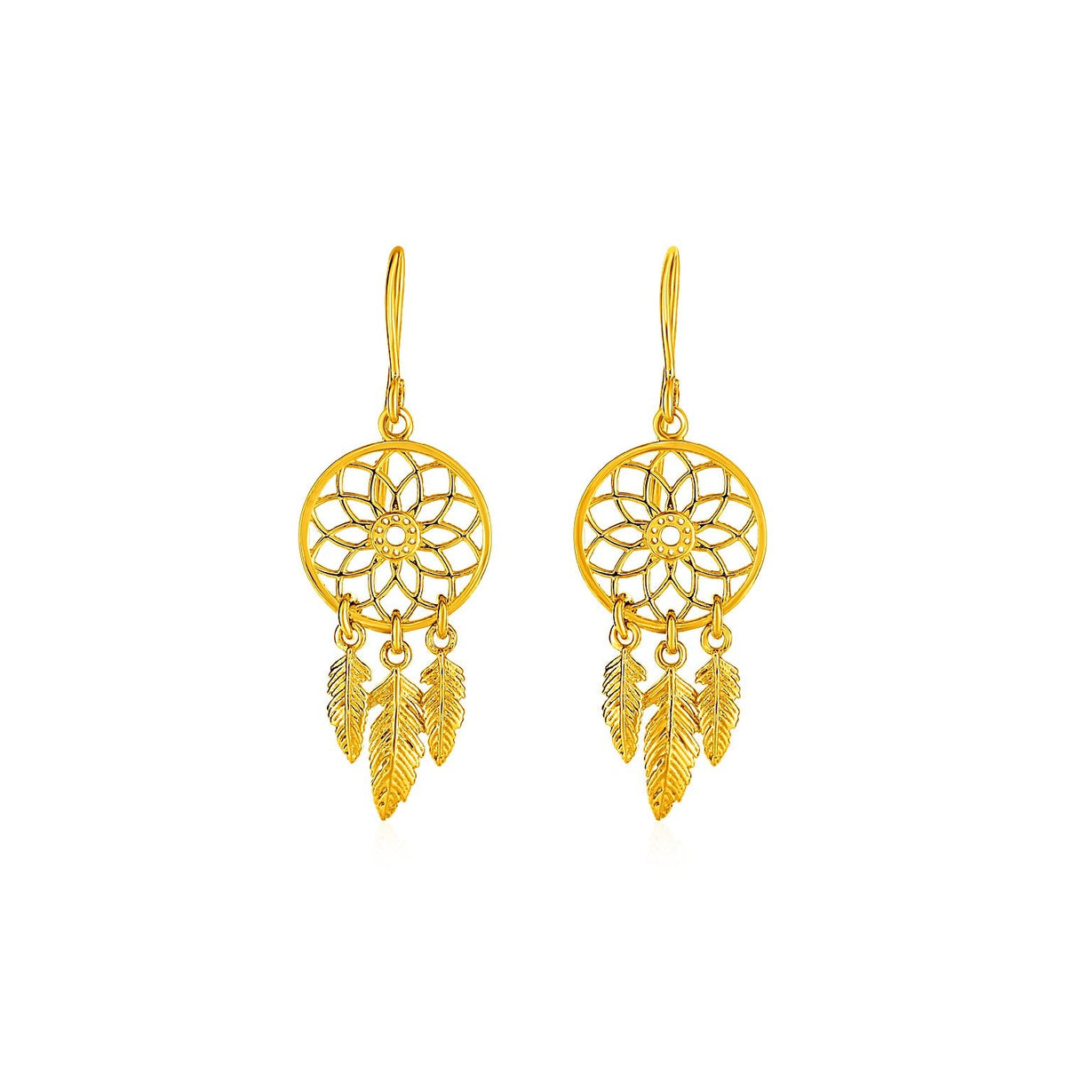 Dream Catcher Earrings in 14k Yellow Gold by Avera Group