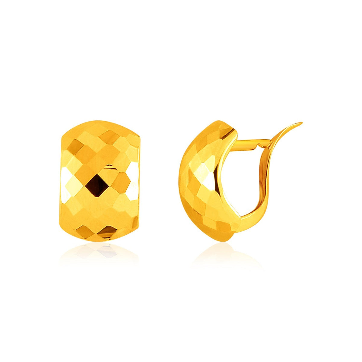 14k yellow gold geometric texture earrings with diamond-cut finish by Avera Group