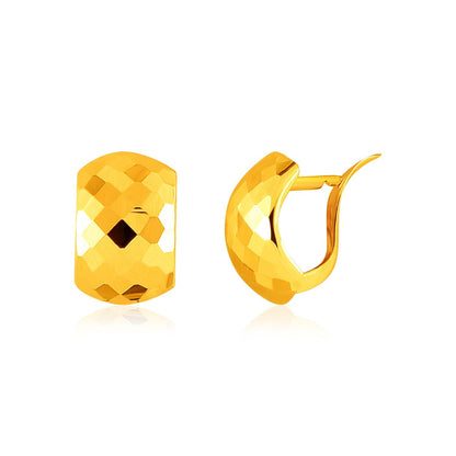 14k yellow gold geometric texture earrings with diamond-cut finish by Avera Group