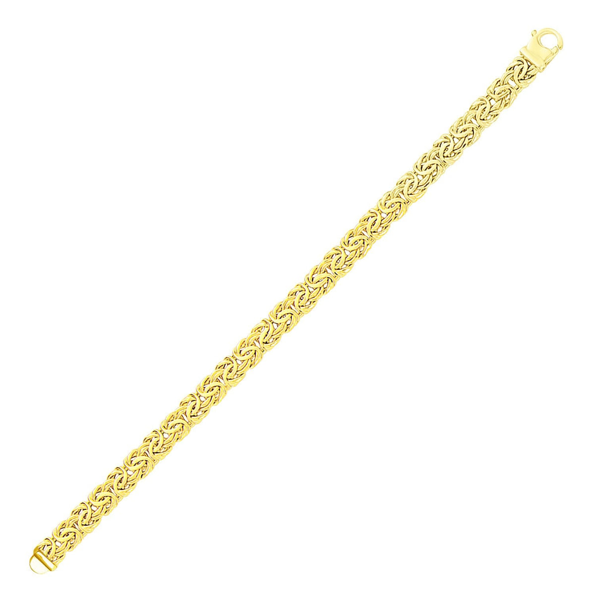 14k yellow gold Byzantine style chain bracelet, 7.2mm, Avera Group