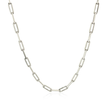 Sterling Silver Rhodium Plated Paperclip Chain (2.5 mm) by Avera Group