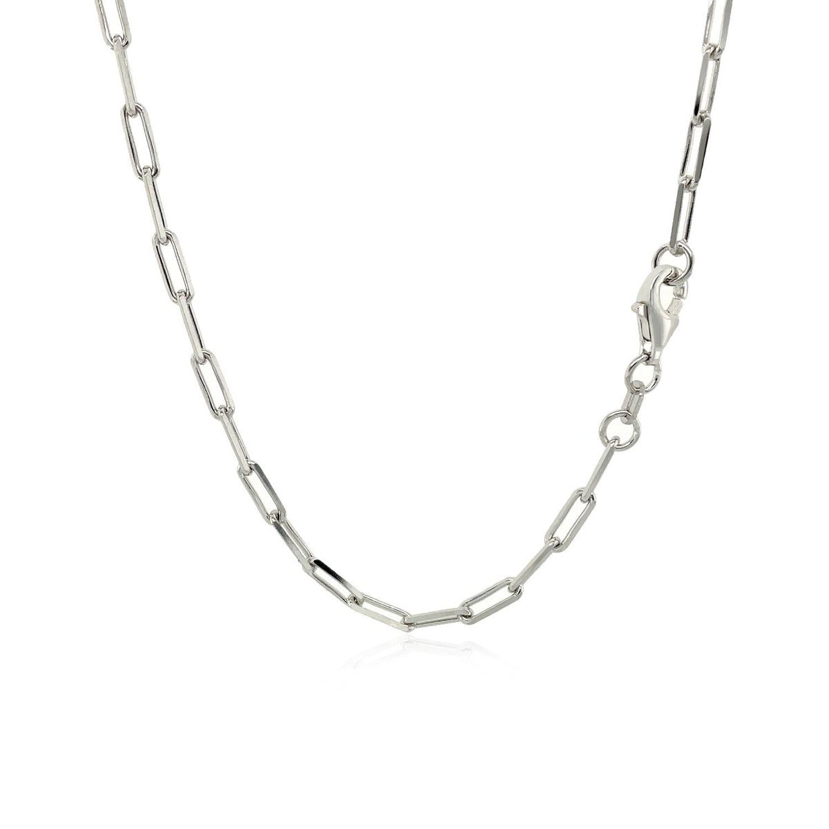 Sterling Silver Rhodium Plated Paperclip Chain (2.5 mm) by Avera Group