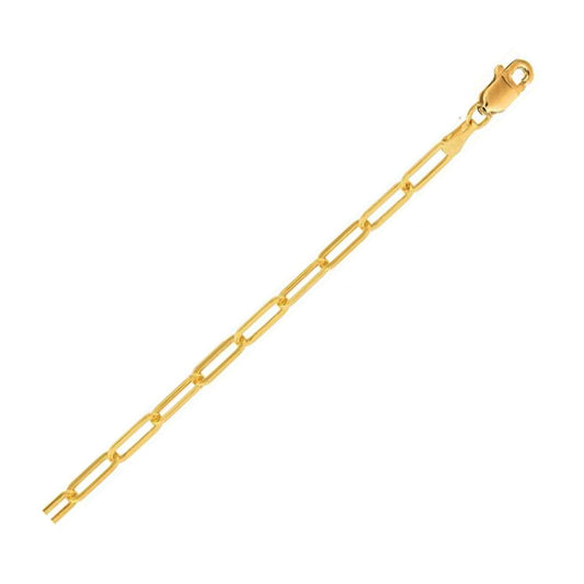 14k yellow gold lite paperclip anklet, 3.2mm by Avera Group