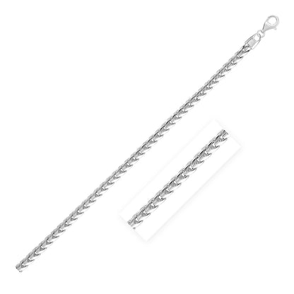 Sterling Silver Rhodium Plated Round Franco Chain 4.6mm by Avera Group