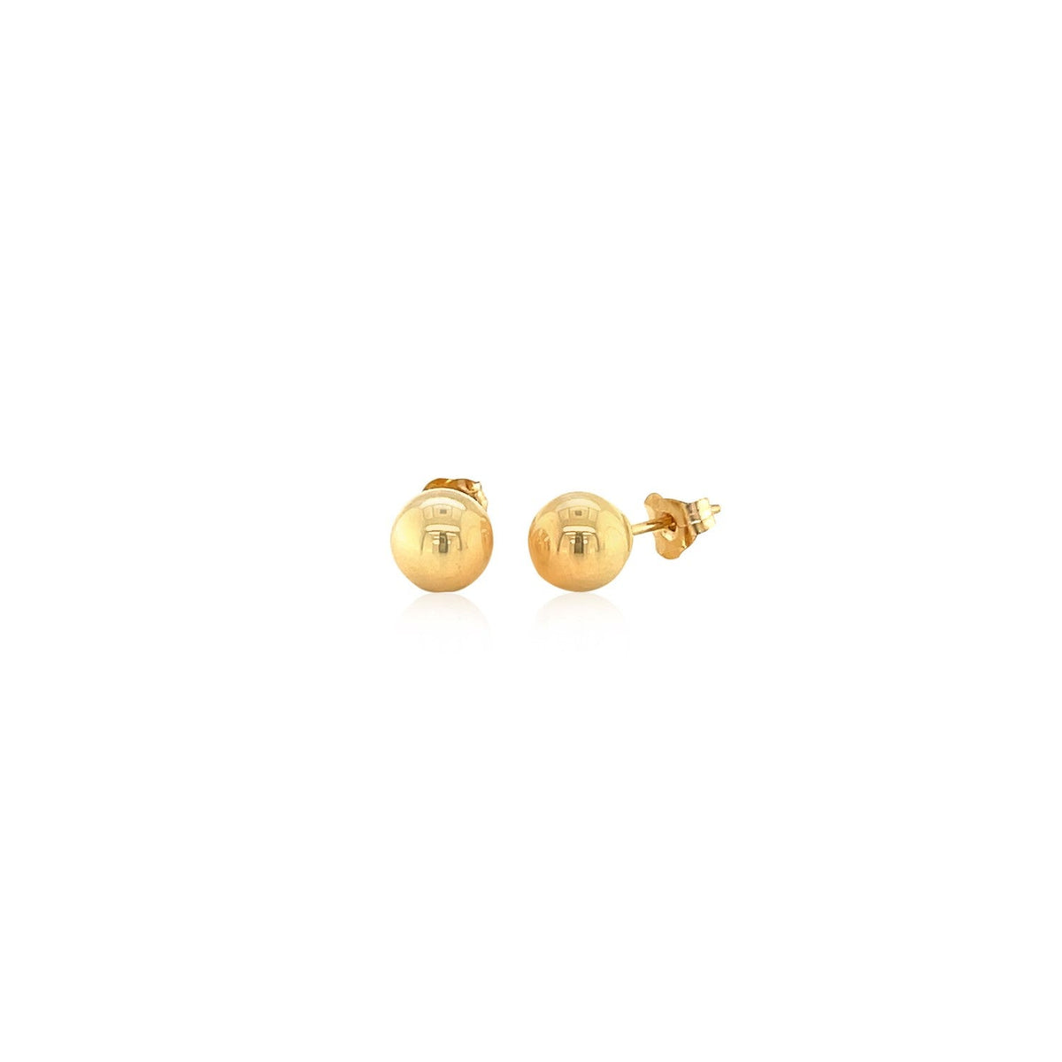 14k yellow gold 6mm spherical stud earrings, Avera Group, view 2