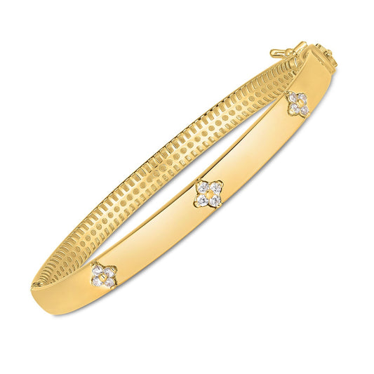 14k yellow gold trilogy diamond bangle by Avera Group