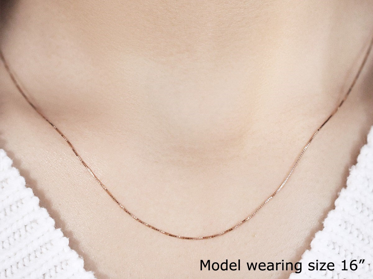 14k rose gold classic box chain, 0.45mm, Avera Group, view 4